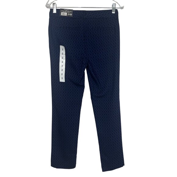 Mario Serrani Italy Pants Womens Size 2 Blue Black New Stretch Tummy Control - Picture 2 of 10